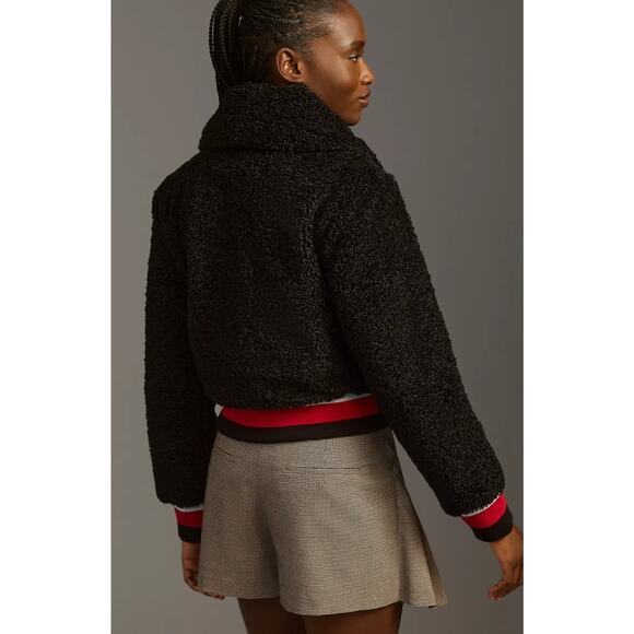 Anthropologie Maeve Sherpa Letterman Bomber Jacket - New Medium - Picture 4 of 4